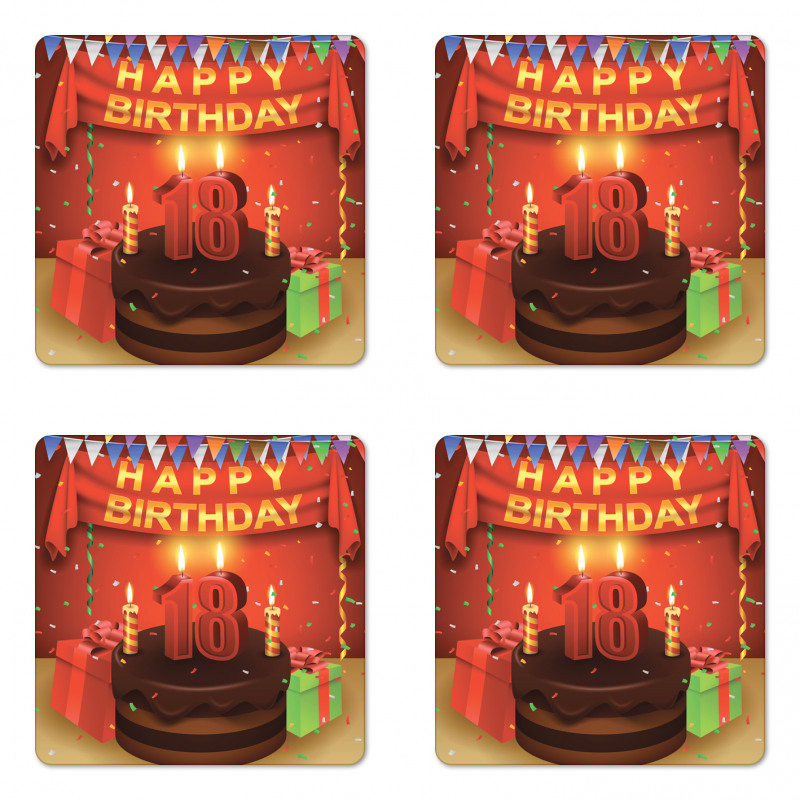 Happy Birthday Cake Coaster Set Of Four