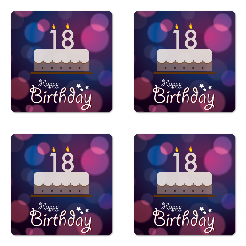 Cartoon Birthday Cake Coaster Set Of Four