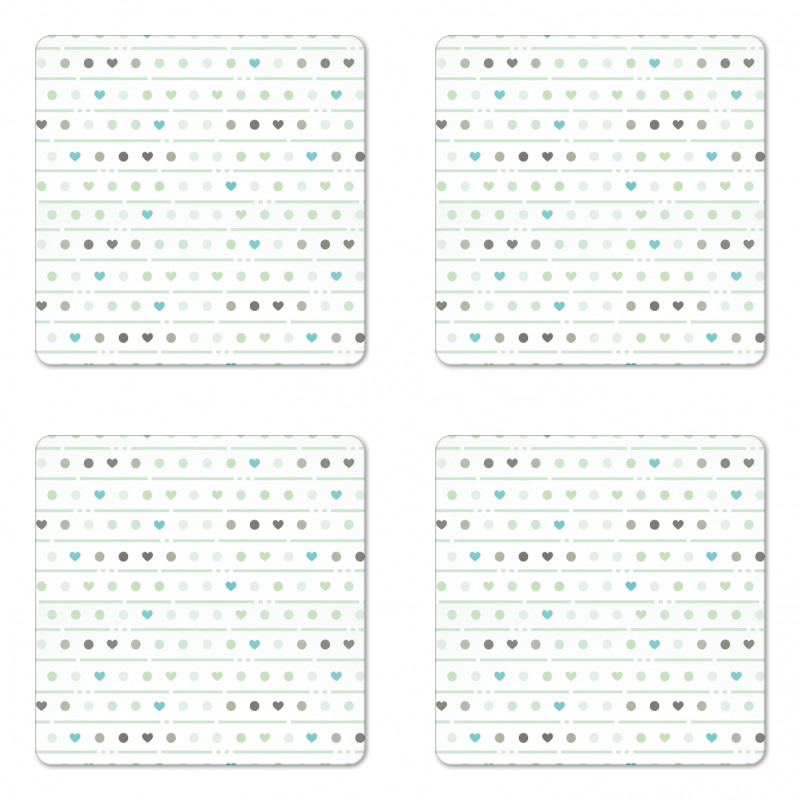 Polka Dots Hearts Coaster Set Of Four