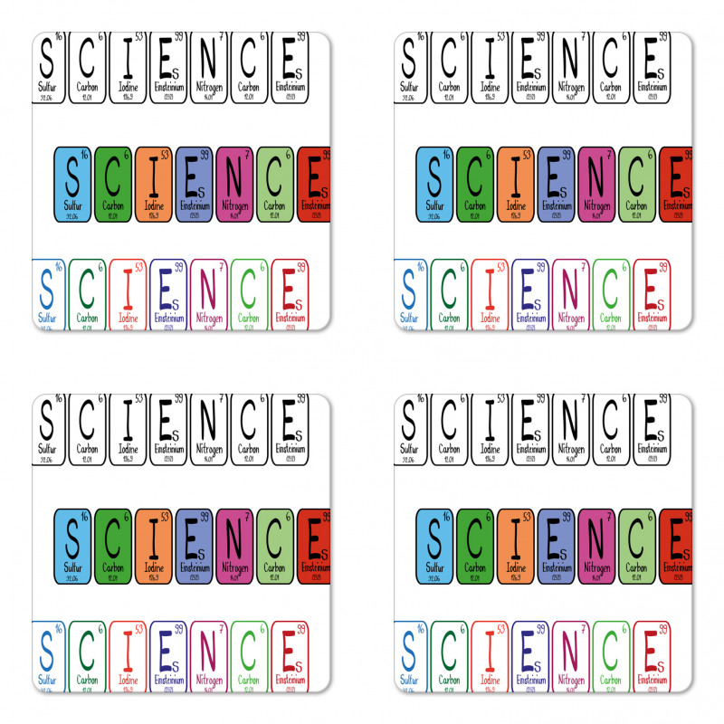 Science Letters Coaster Set Of Four