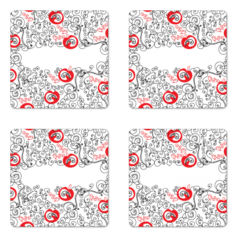 Sketchy Birds Swirls Coaster Set Of Four