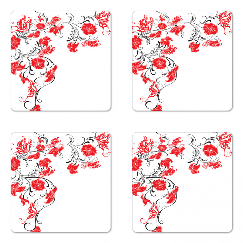 Japanese Flowers Ivy Coaster Set Of Four