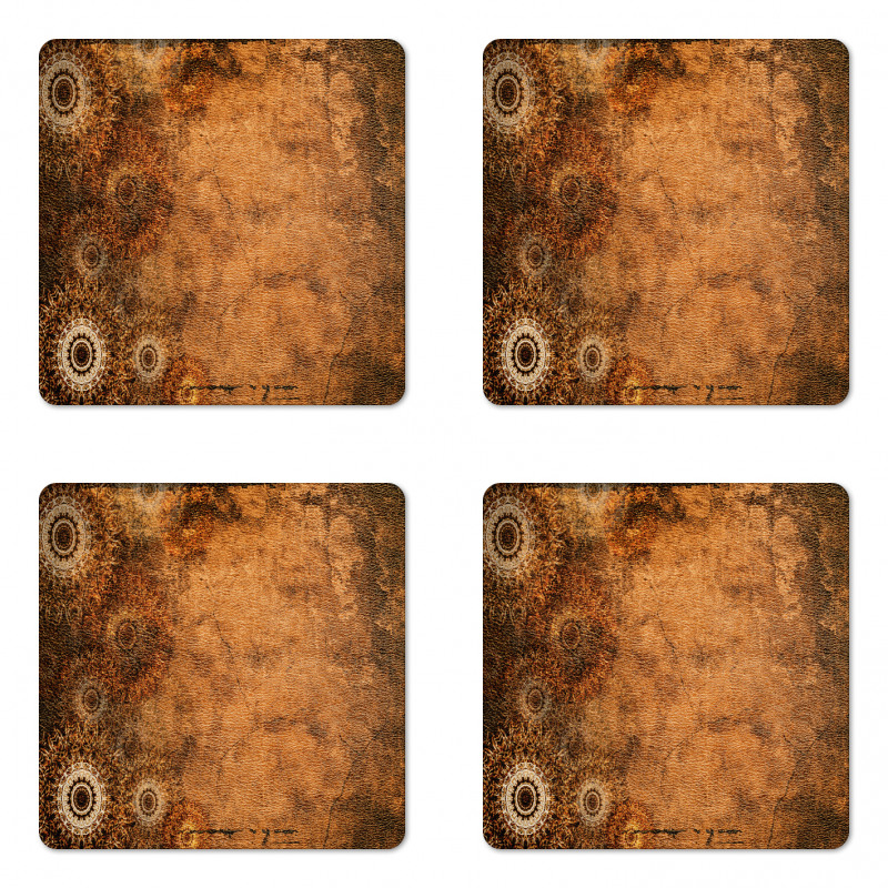 Aged Texture Vintage Floral Coaster Set Of Four