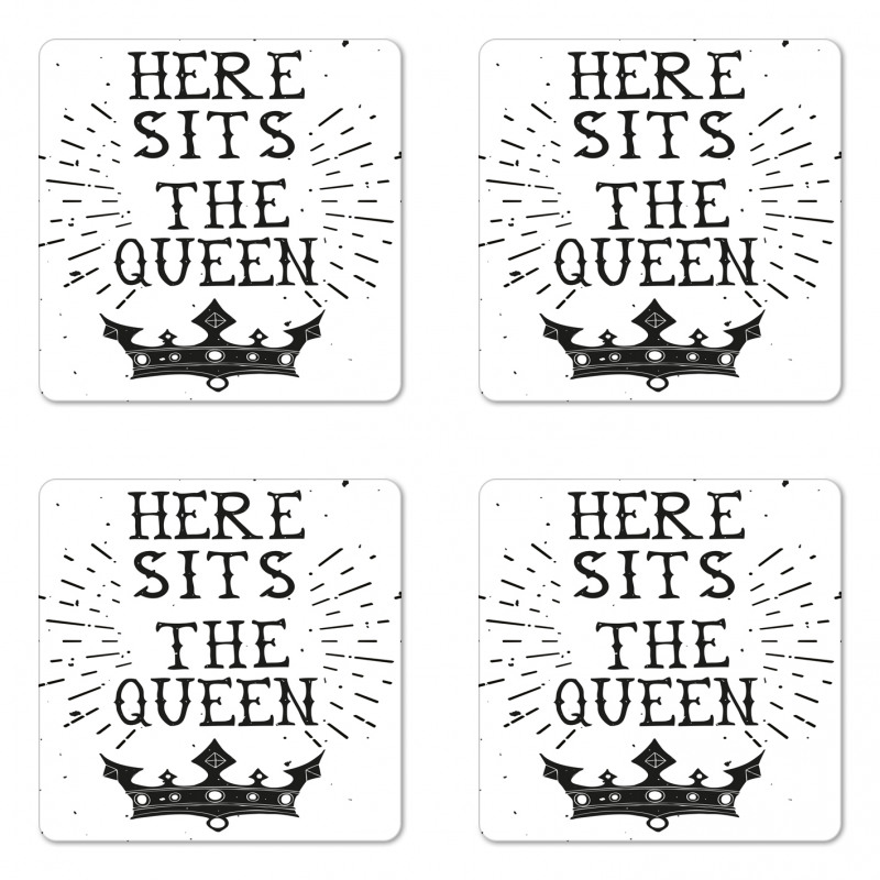 Vintage Words and Crown Coaster Set Of Four