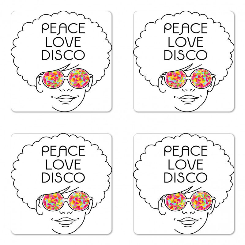 Girl Afro Hair Glasses Coaster Set Of Four