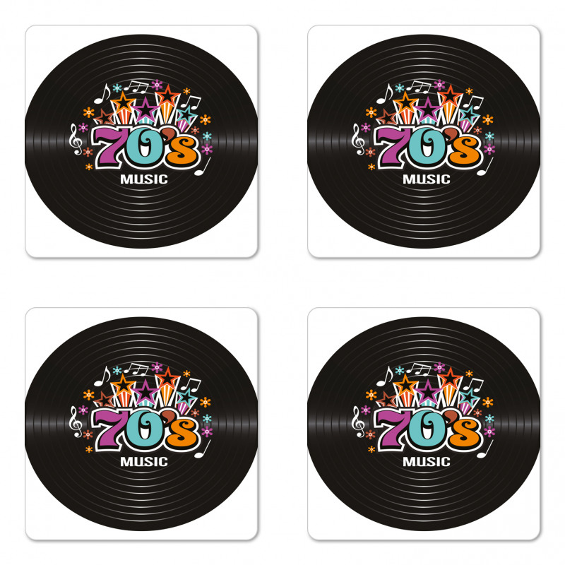 70s Record Discography Coaster Set Of Four