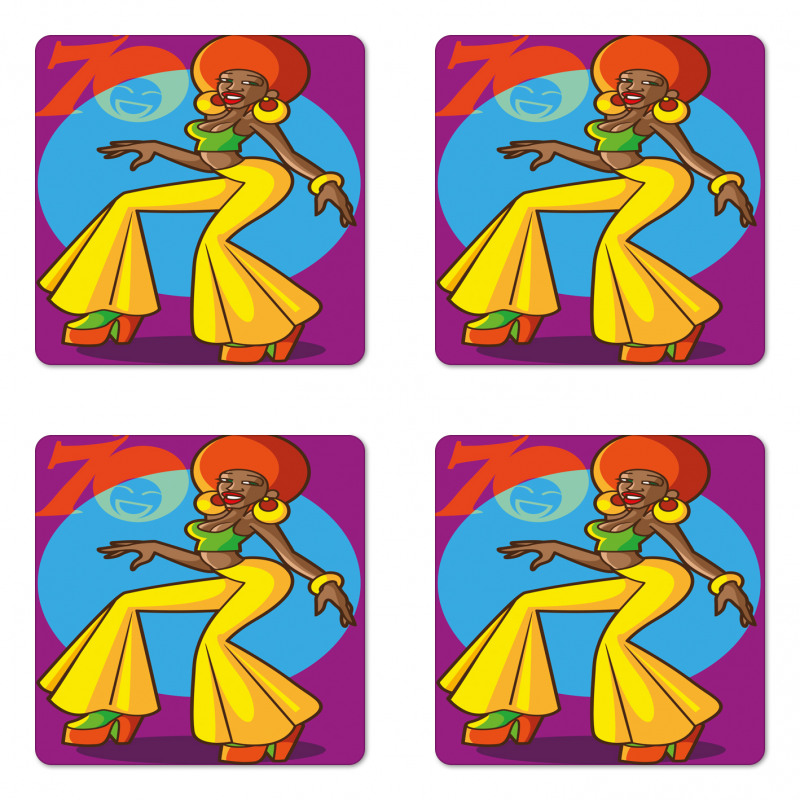 Afro Disco Lady Coaster Set Of Four