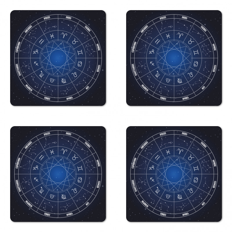 Zodiac Dates in Space Coaster Set Of Four