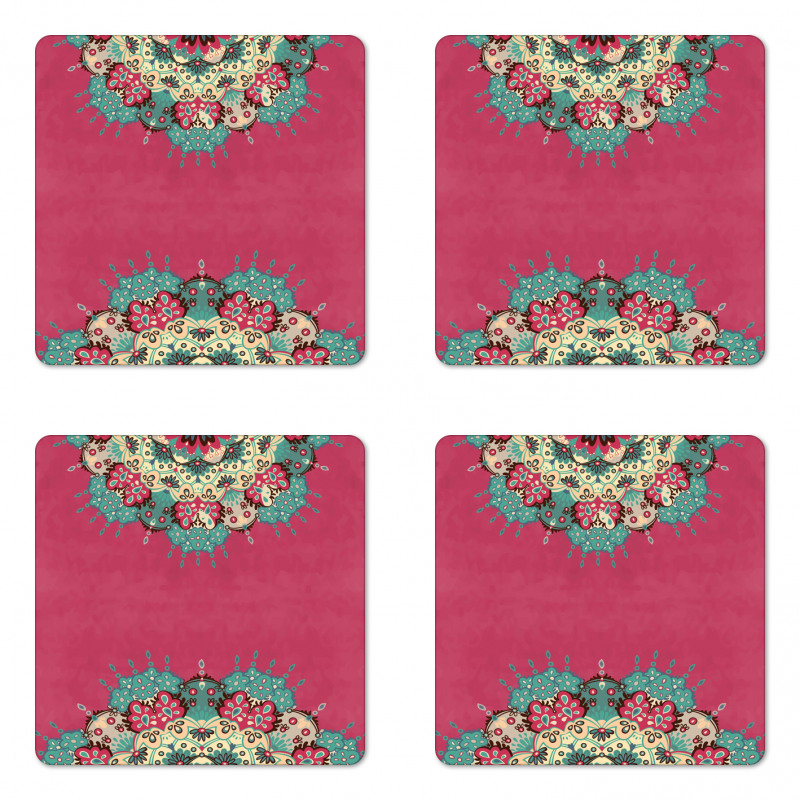 Eastern Boho Floral Coaster Set Of Four