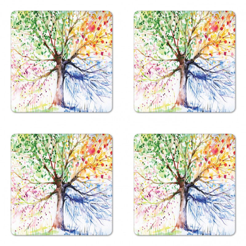 4 Seasons Colorful Coaster Set Of Four