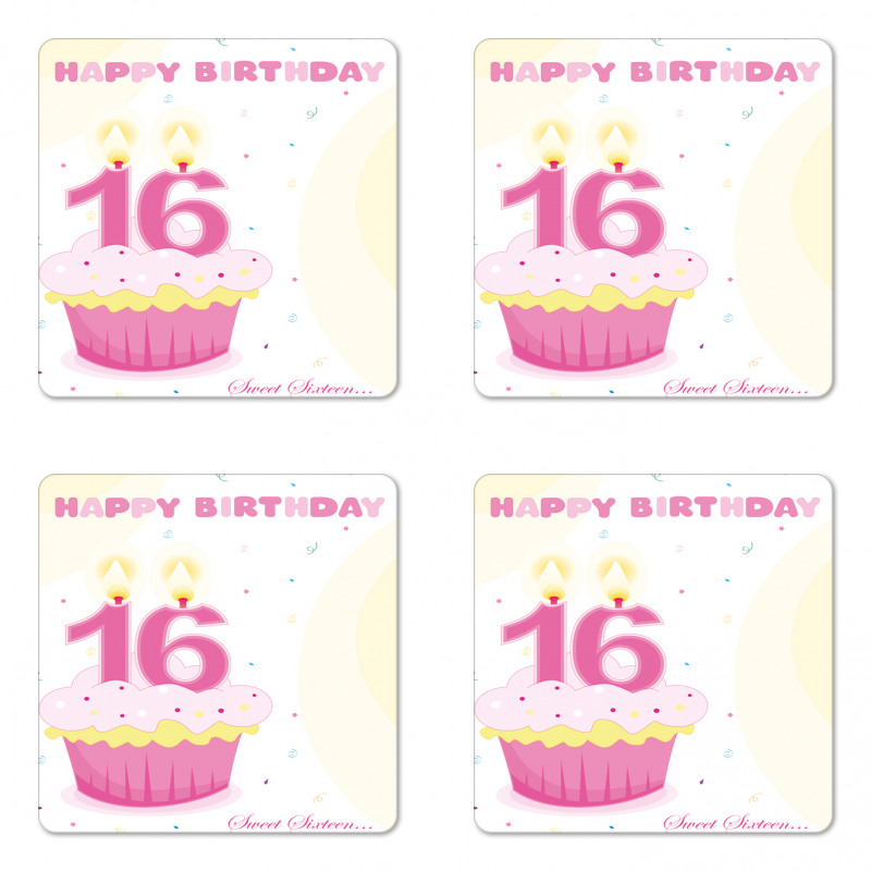 Cupcake Candle Girls Coaster Set Of Four