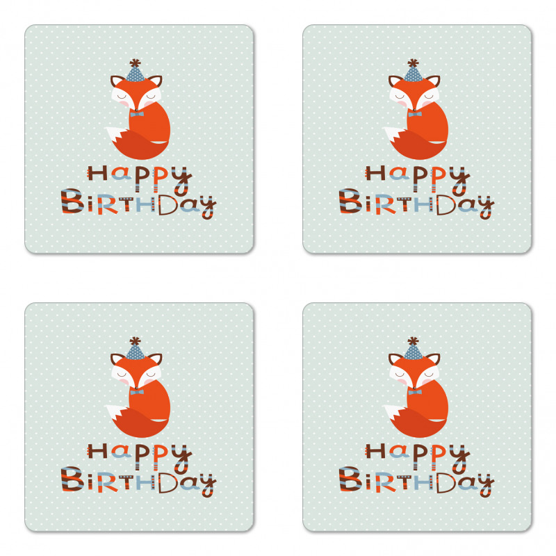 Fox Greeting Text Coaster Set Of Four