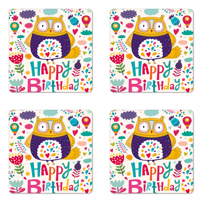 Funny Greeting Doodle Art Coaster Set Of Four