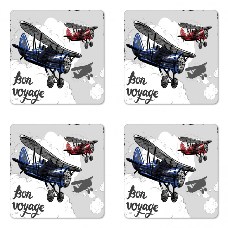 Retro Bon Voyage Coaster Set Of Four