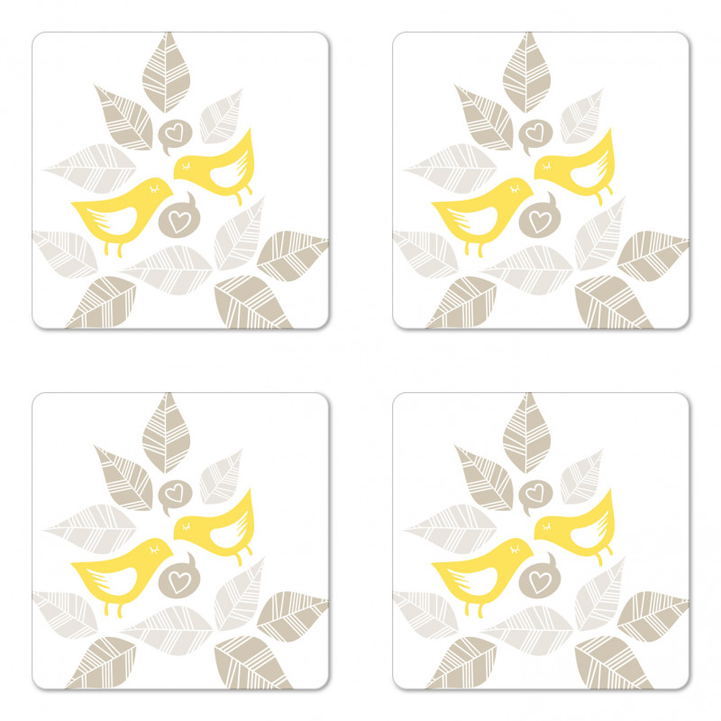 Art Deco Birds Leaves Coaster Set Of Four