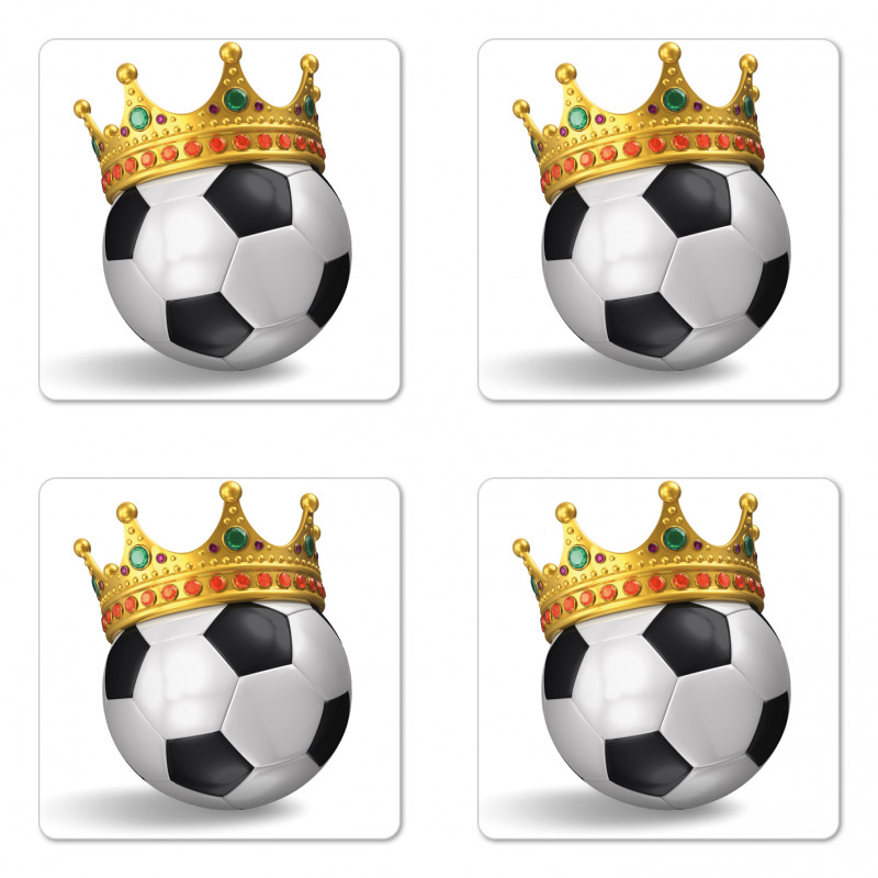 Football Soccer with Crown Coaster Set Of Four