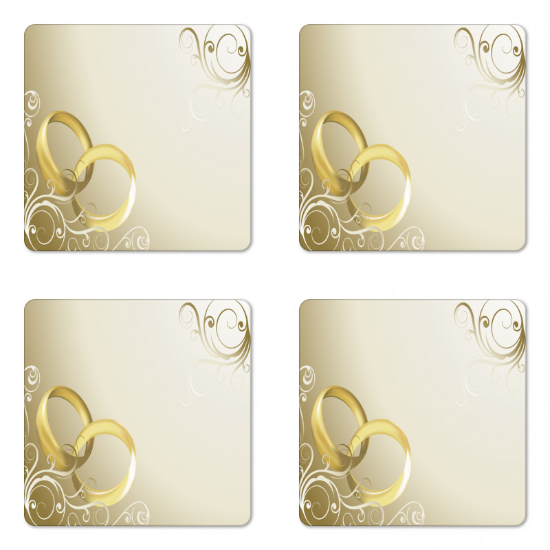 Rings Floral Romantic Coaster Set Of Four