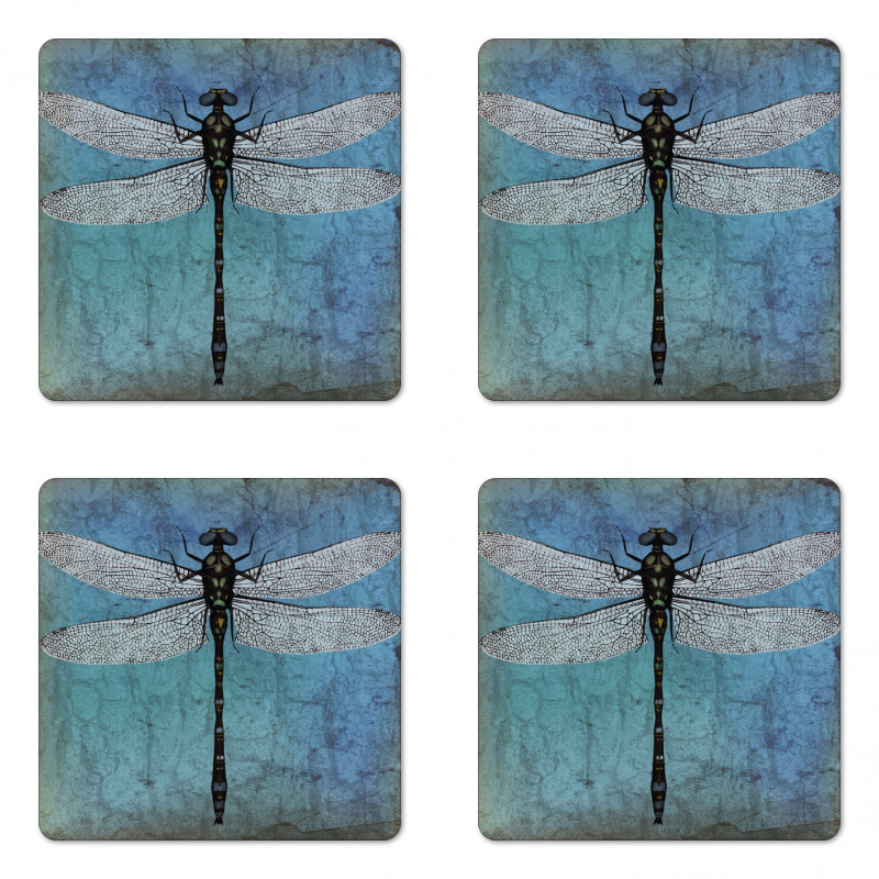 Dragonfly Bug Turquoise Coaster Set Of Four