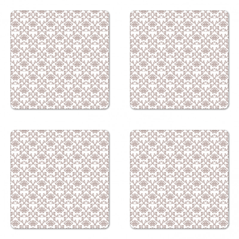 Taupe Colored Damask Coaster Set Of Four