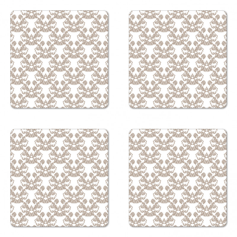 Rococo Flowers in Taupe Coaster Set Of Four