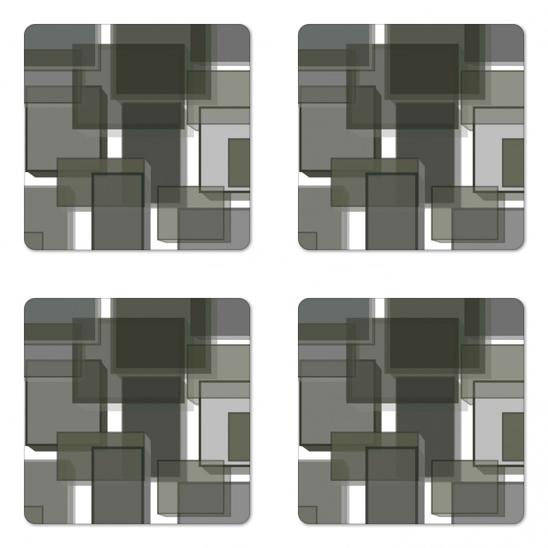 Cubes Modern Abstract Coaster Set Of Four