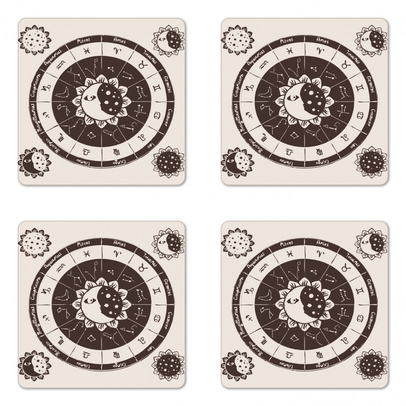 Zodiac Sun Moon Coaster Set Of Four