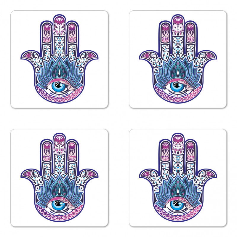 All Seeing Eye Lotus Motif Coaster Set Of Four