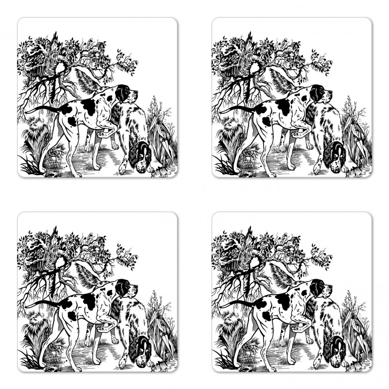 Dogs in Forest Coaster Set Of Four