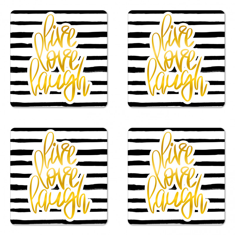 Stripes Text Coaster Set Of Four