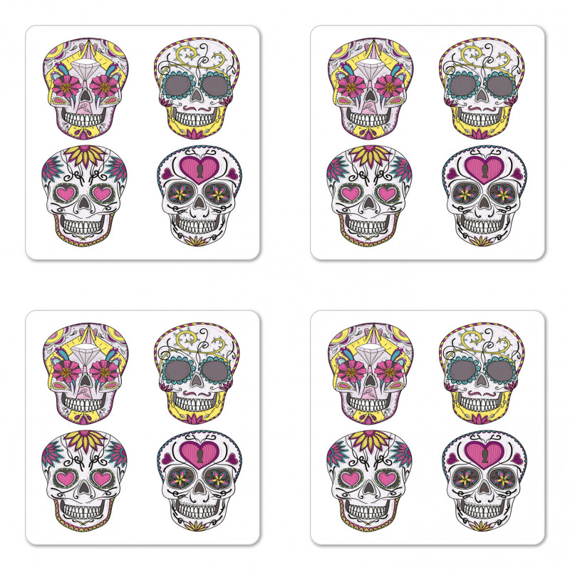 Mexican Skulls Set Coaster Set Of Four