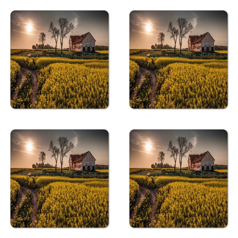 Old Rural House Coaster Set Of Four