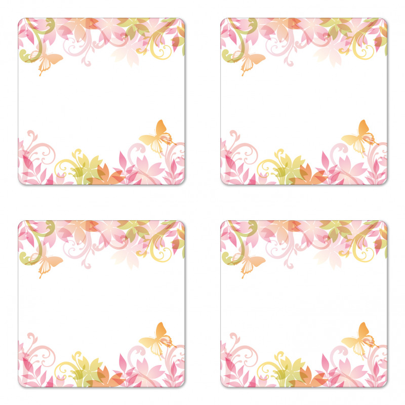 Floral Spring Wreath Coaster Set Of Four