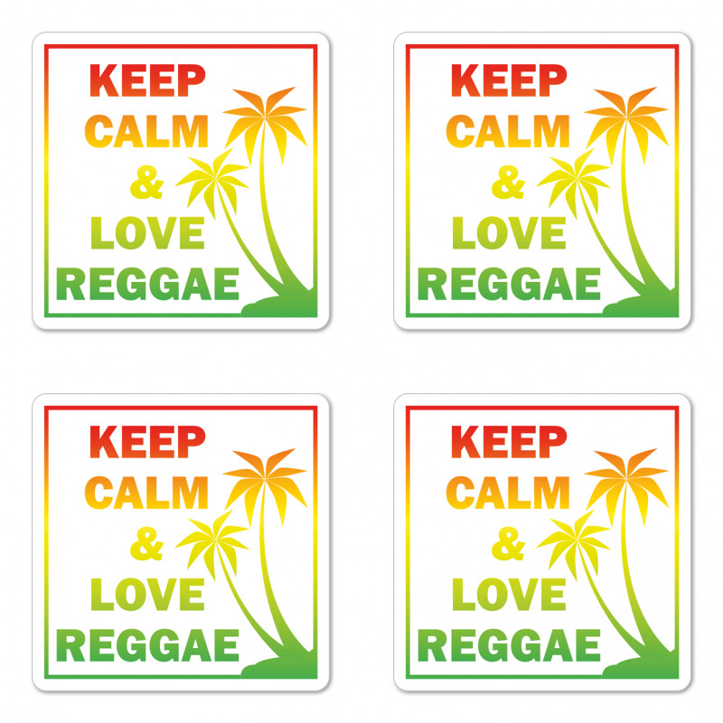 Keep Calm Words Reggae Coaster Set Of Four