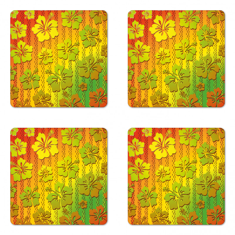 Jamaican Island Flower Coaster Set Of Four