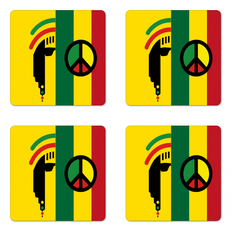 Reggae Music Peace Coaster Set Of Four