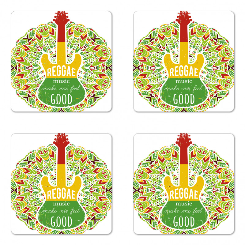 Reggae Music Guitar Coaster Set Of Four