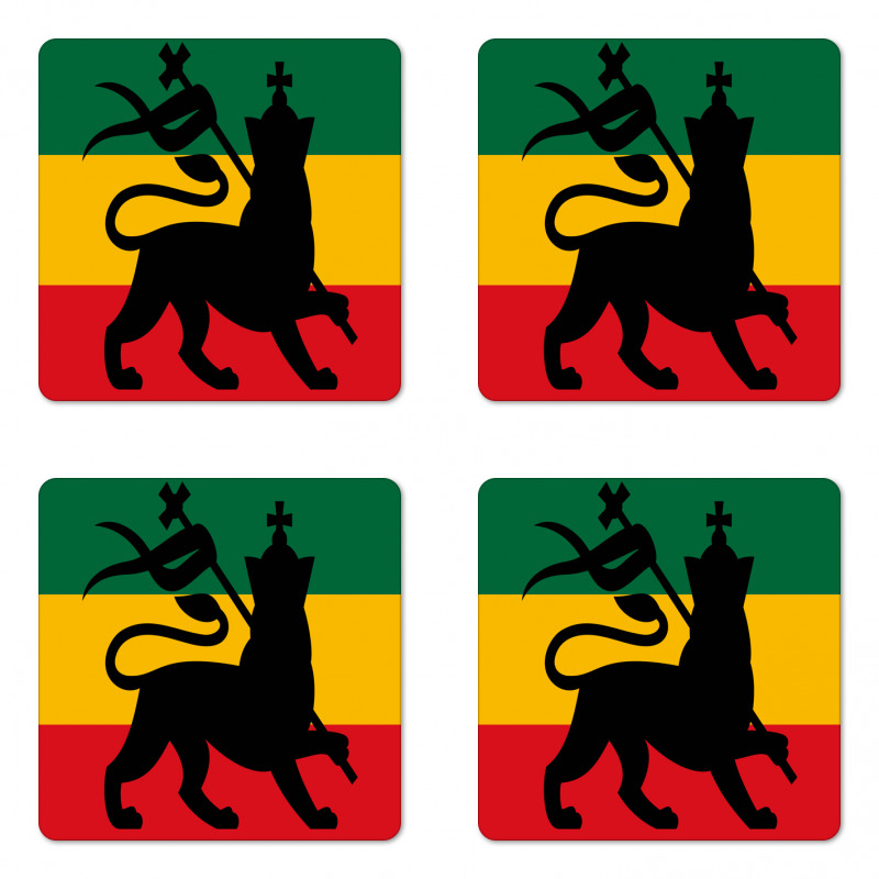 Judah Lion Reggae Flag Coaster Set Of Four