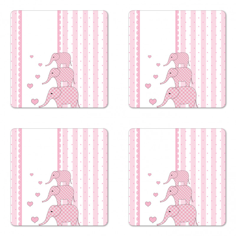 Pink Animals Coaster Set Of Four