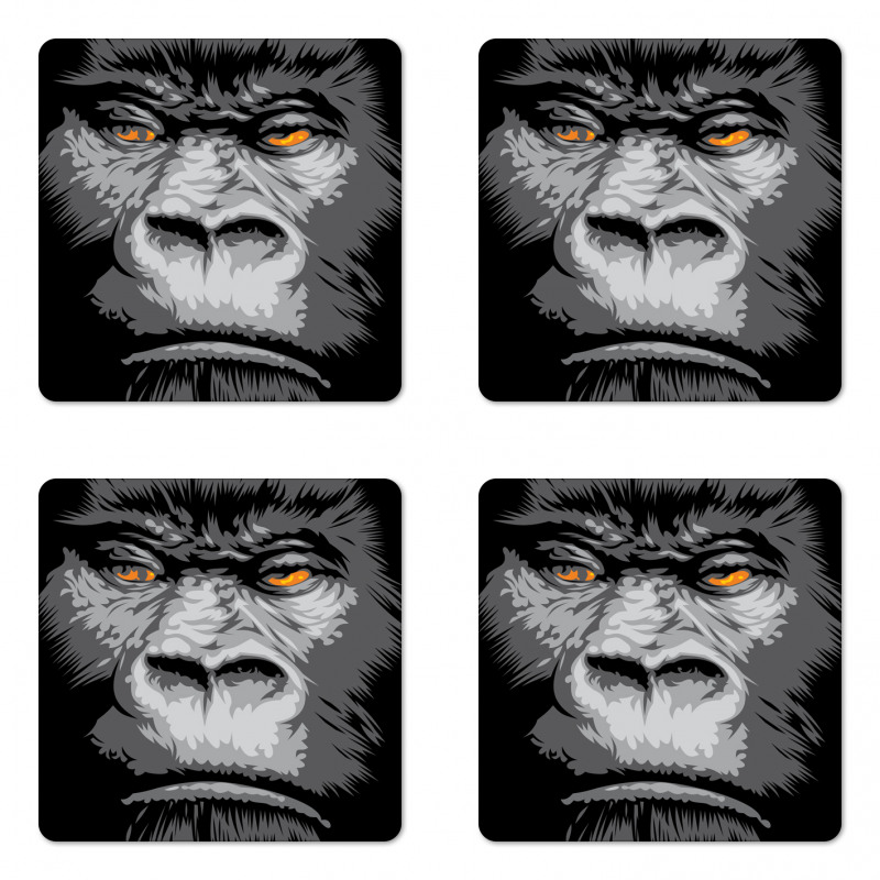 Wild Gorilla Orange Eyes Coaster Set Of Four