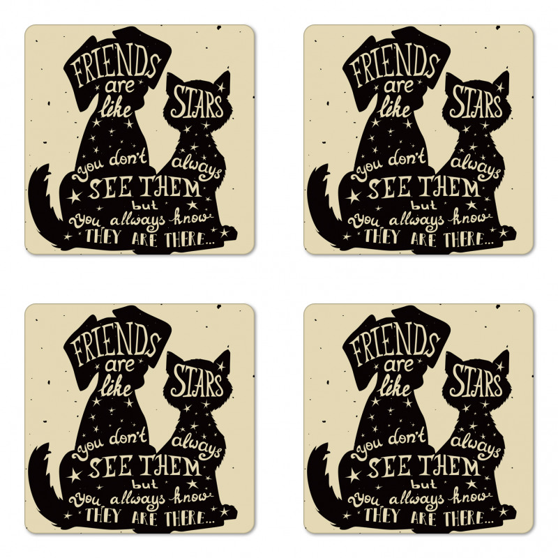 Cat Dog Friends Coaster Set Of Four