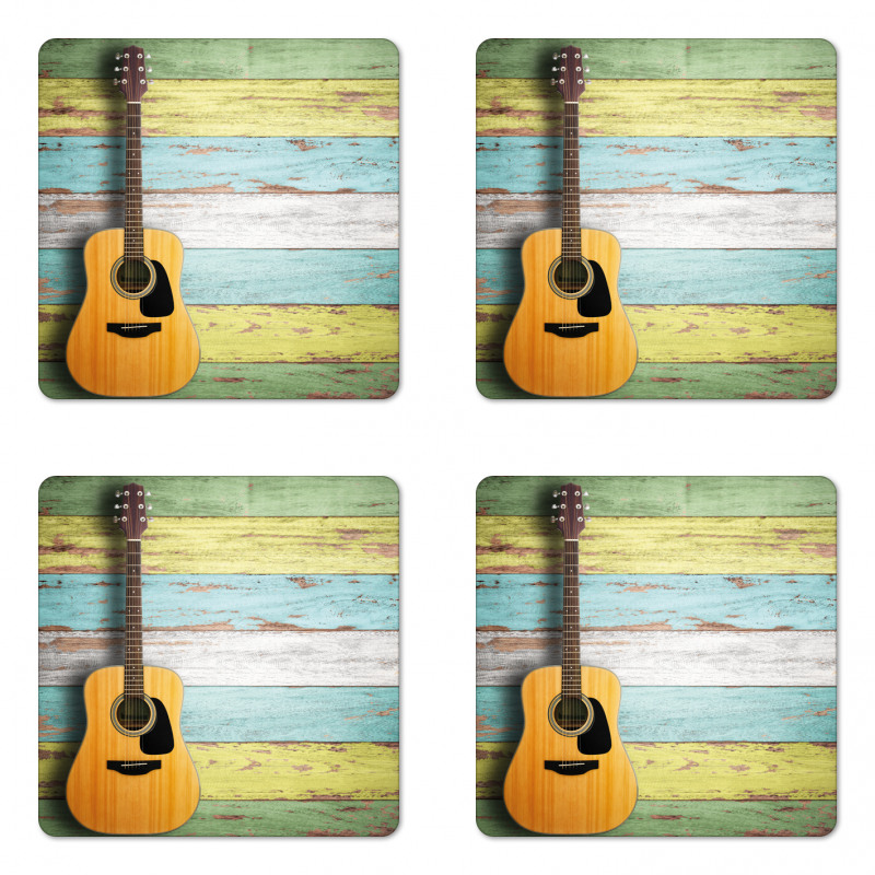 Aged Wooden Planks Rustic Coaster Set Of Four