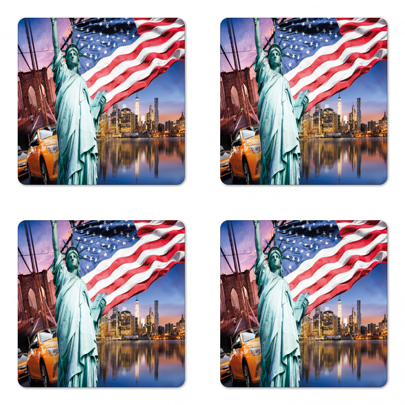 USA Touristic Concept Coaster Set Of Four