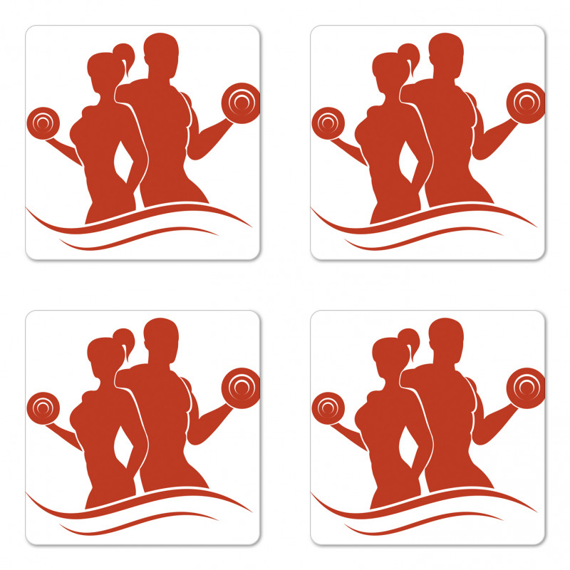 Muscled Man and Woman Coaster Set Of Four