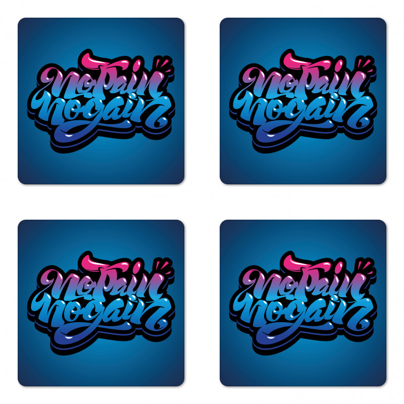 No Pain No Gain Words Coaster Set Of Four