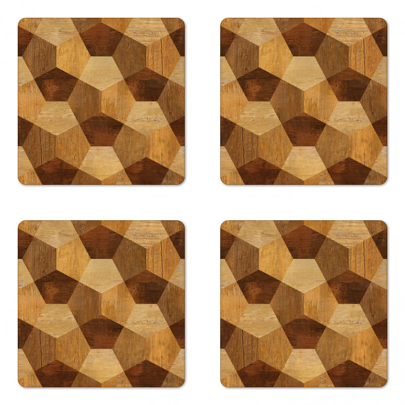 Wooden Rustic Pattern Coaster Set Of Four