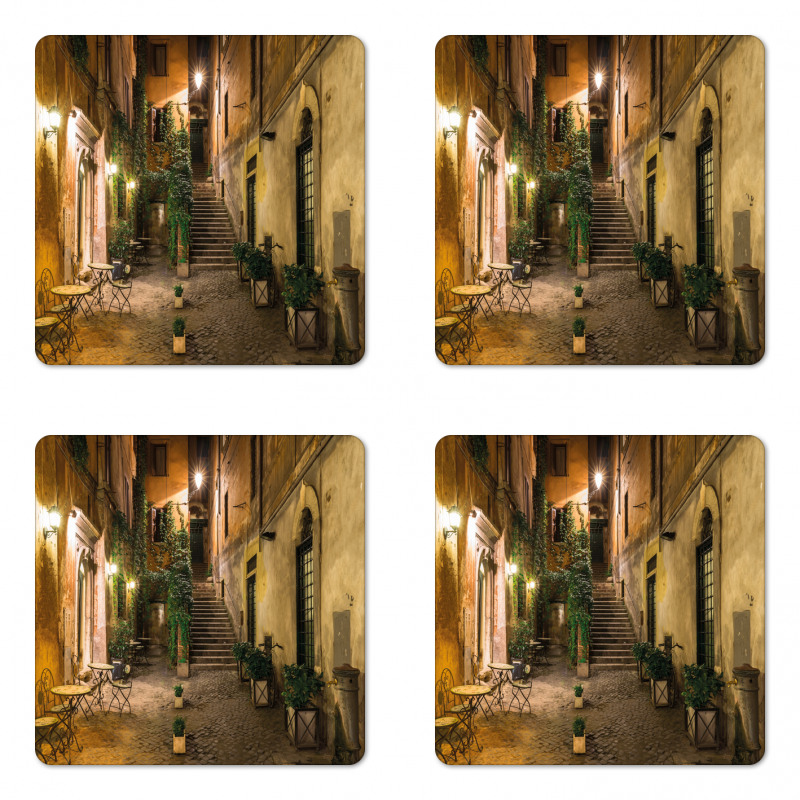 Old Cafe in Rome City Coaster Set Of Four