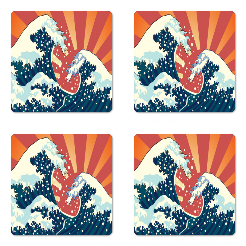 Sunset Surf Water Coaster Set Of Four