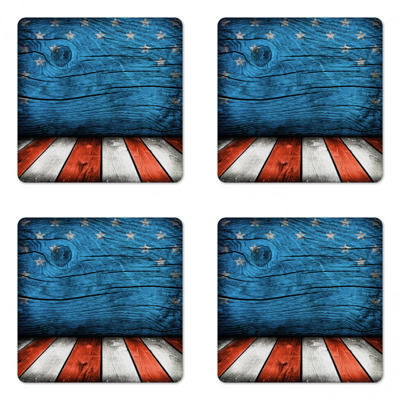 Rustic Wooden Coaster Set Of Four