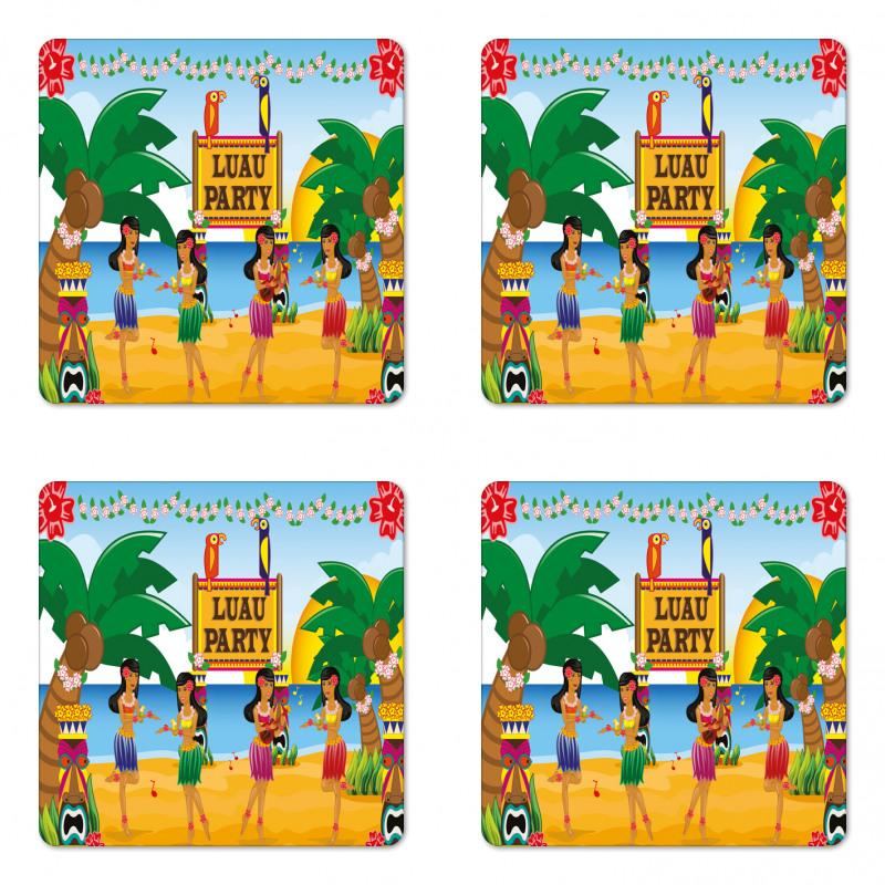 Luau Party Dance Coaster Set Of Four
