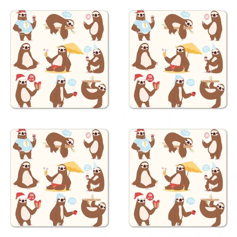 Funny Sluggard Animal Coaster Set Of Four